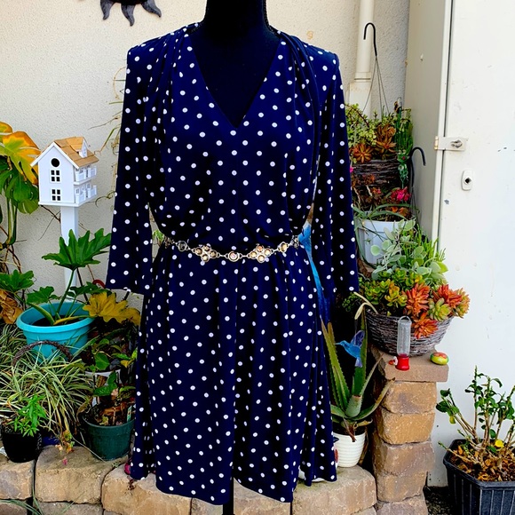 Boston Pepper Dresses with matching belt Size XS Navy with white polka dots. - Picture 1 of 7